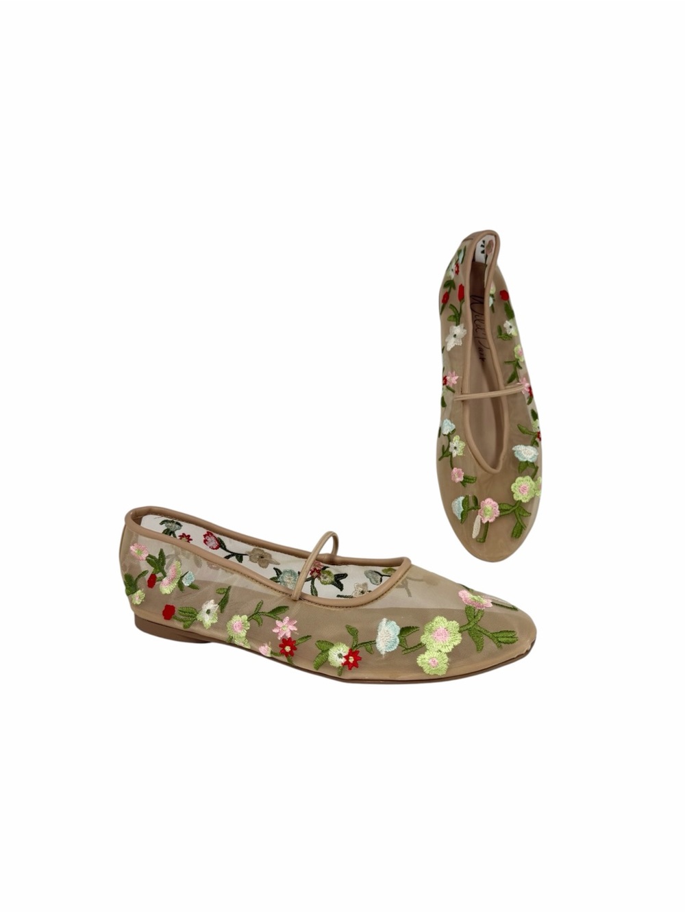 Wild Pair Augustt Ballet Flats Mesh Floral Nude Size 8.5M